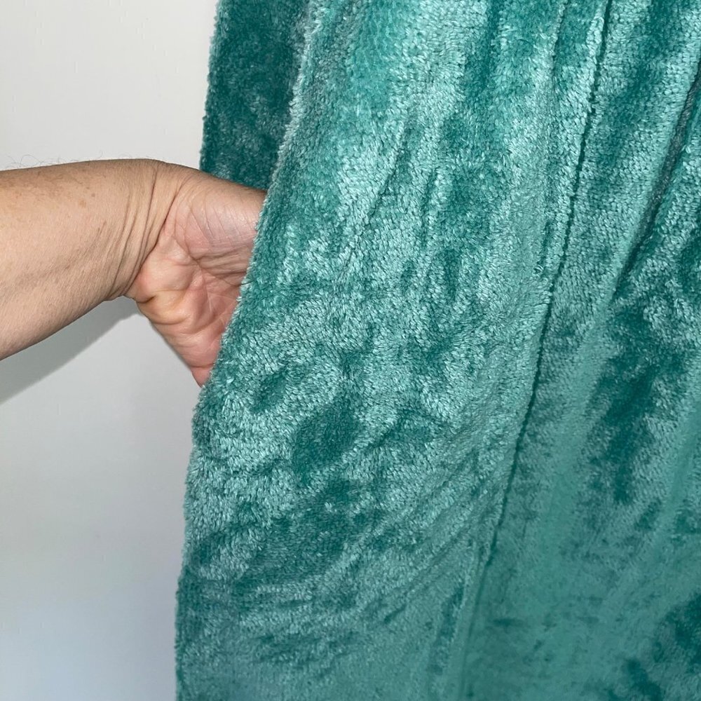 New Stan Herman Vintage Womens Robe Size 1X Green Chenille Half Zipper Front - Picture 11 of 14